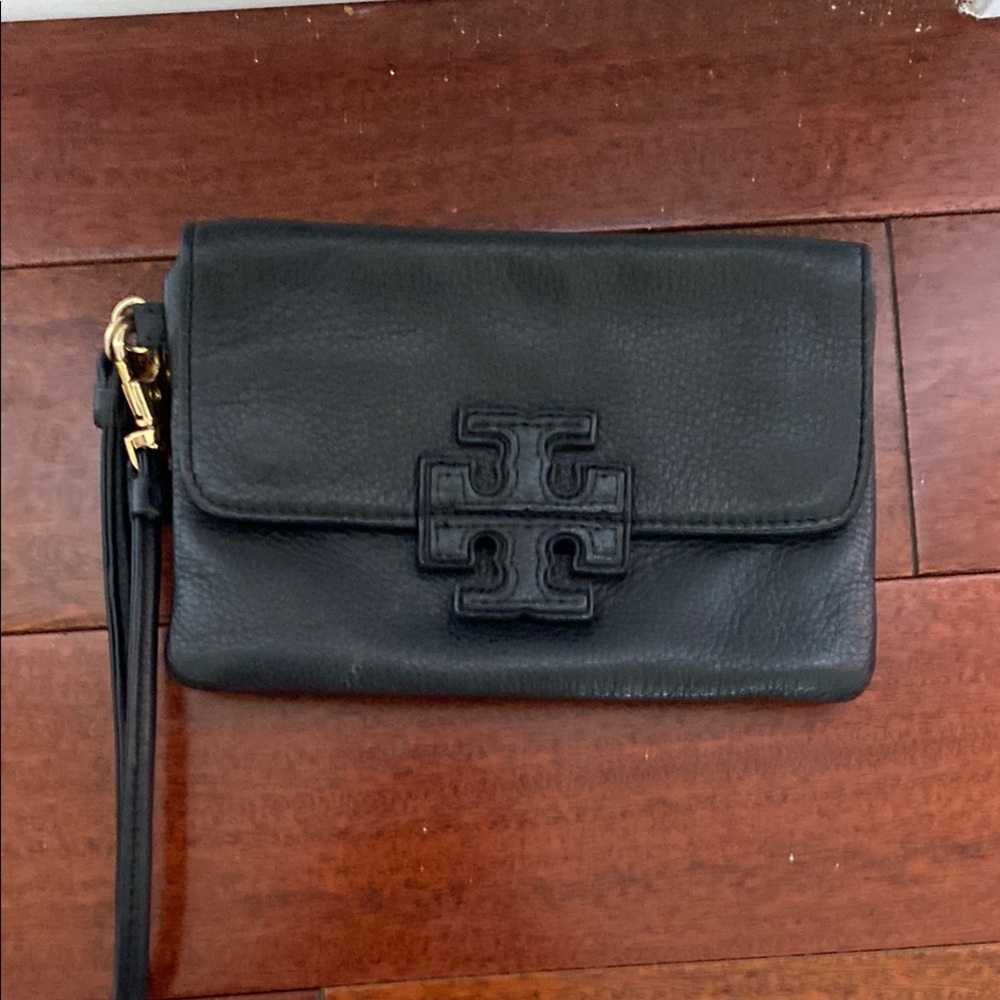 Tory Burch Black Leather Wristlet